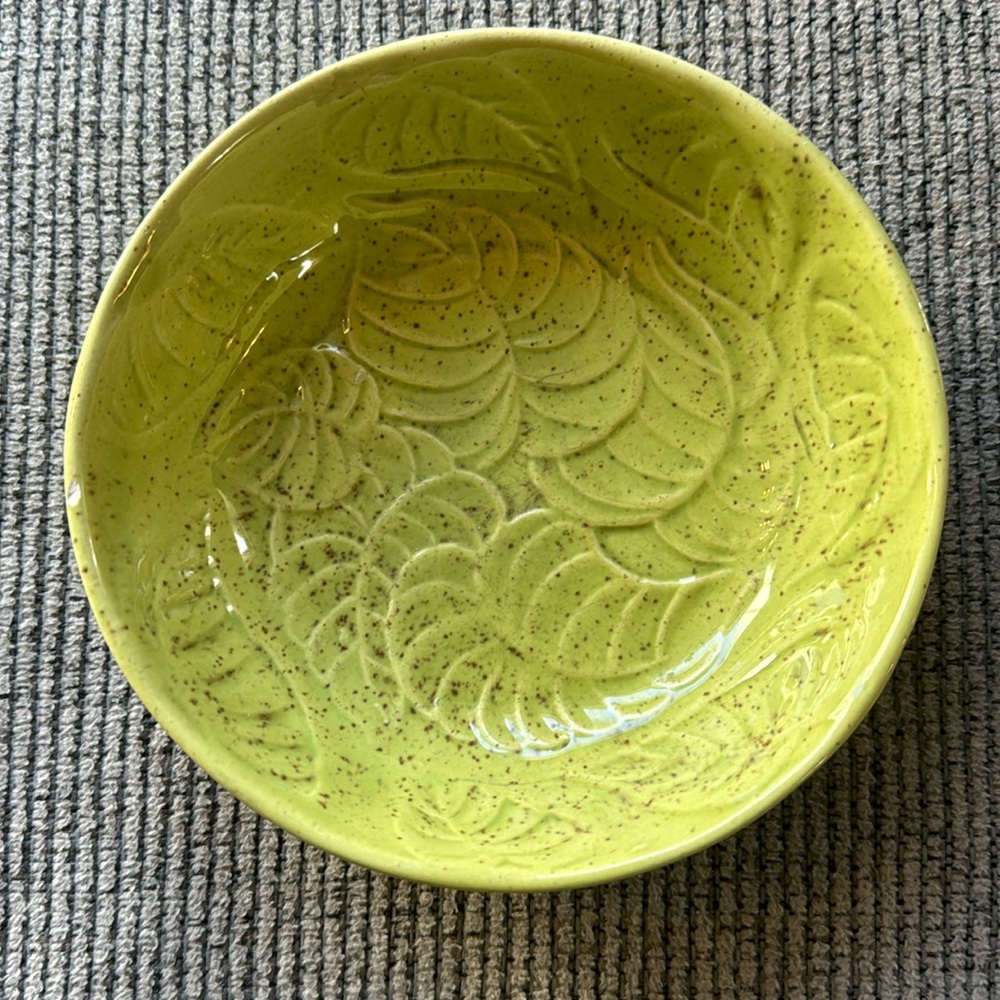 Vintage CALIFORNIA POTTERY 114 Lazy Susan green Center Bowl